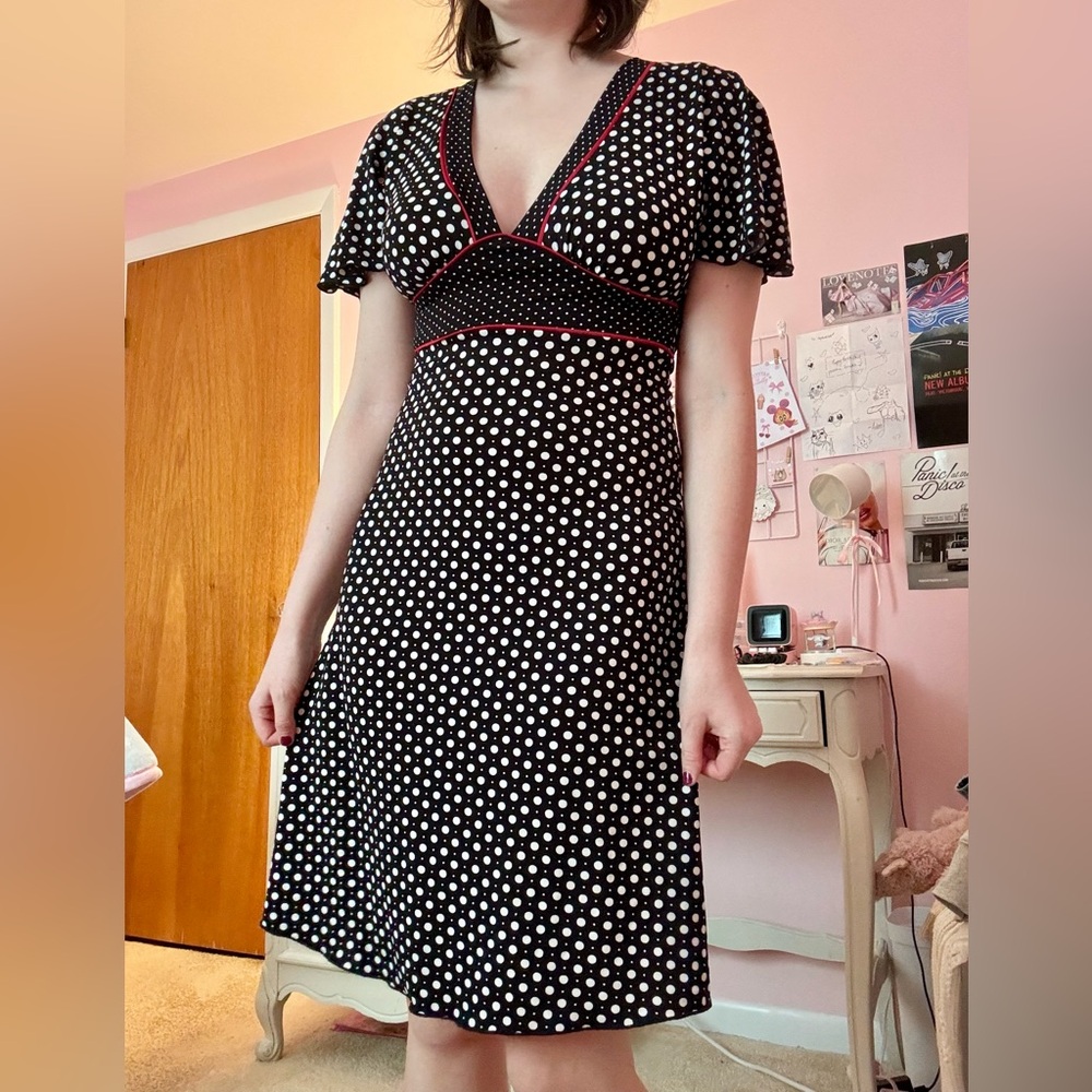 Y2K v-neck polka dot dress👗